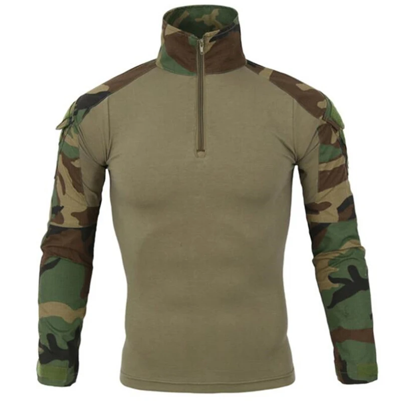 T Shirt Men Outdoor Camouflage Long Sleeves Frog T-shirt Military Cycling Training Cothing Mens Army Combat Tactical Tshirts 5XL