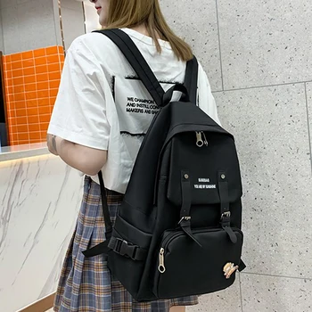 

Summer New Canvas Backpack Fashion Junior High School Student Bag Cartoon Cute Color Backpack Small Fresh Four-piece Backpack