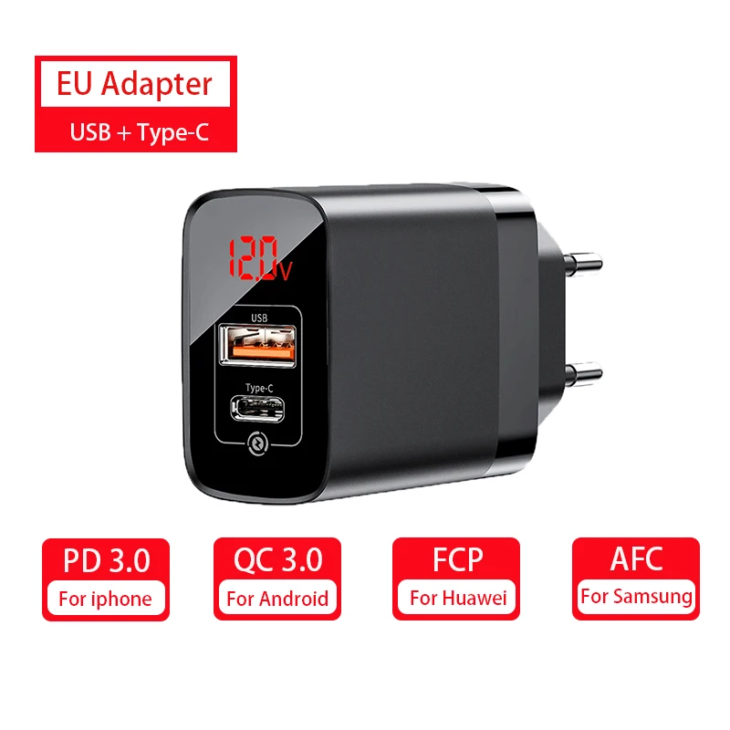 Baseus 18 Вт дорожное Usb зарядное устройство настенное зарядное устройство Быстрая зарядка 3,0 зарядное устройство для телефона для iPhone X Xr samsung S10 Xiaomi EU US UK адаптер - Тип штекера: EU Black A C
