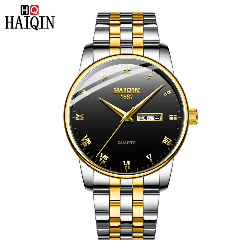 HAIQIN мужские часы, Топ бренд, роскошные часы для мужчин, золотые кварцевые спортивные мужские часы, военные наручные часы для мужчин, relogio masculino