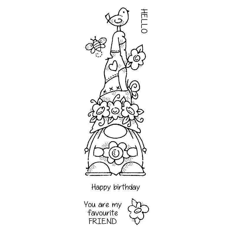 2021 New Christmas Gnome and Animal Pattern Clear Stamps Set For Making Dwarf Greeting Card Scrapbooking No Metal Cutting Dies 