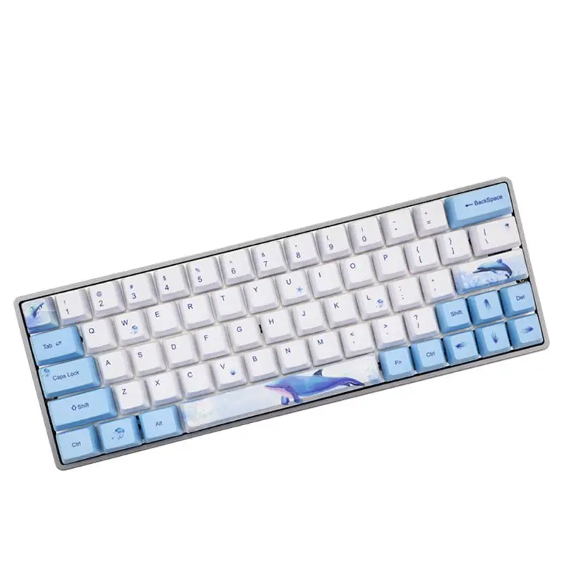 Whale Dye-Sublimation Mechanical Keyboard Cute Keycaps PBT OEM Profile Keycap For GH60 GK61 GK64 Keyboard dropship new Whale Dye-Sublimation Mechanical Keyboard Cute Keycaps PBT OEM Profile Keycap For GH60 GK61 GK64 Keyboard dropship new