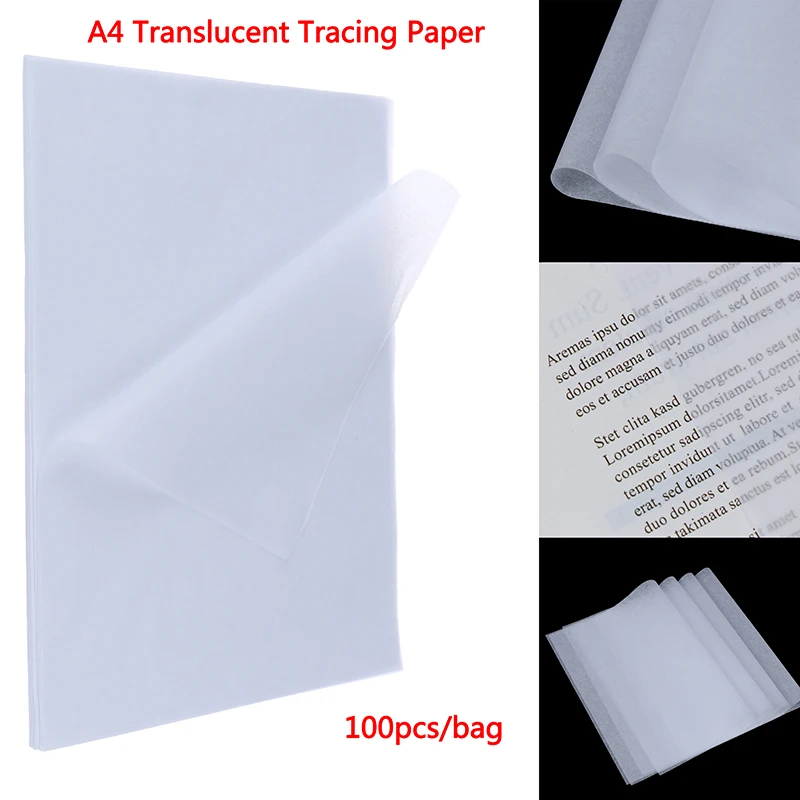 100PCS A4 Translucent Tracing Paper Copy Transfer Printing Drawing for calligraphy engineering | Канцтовары для офиса и дома