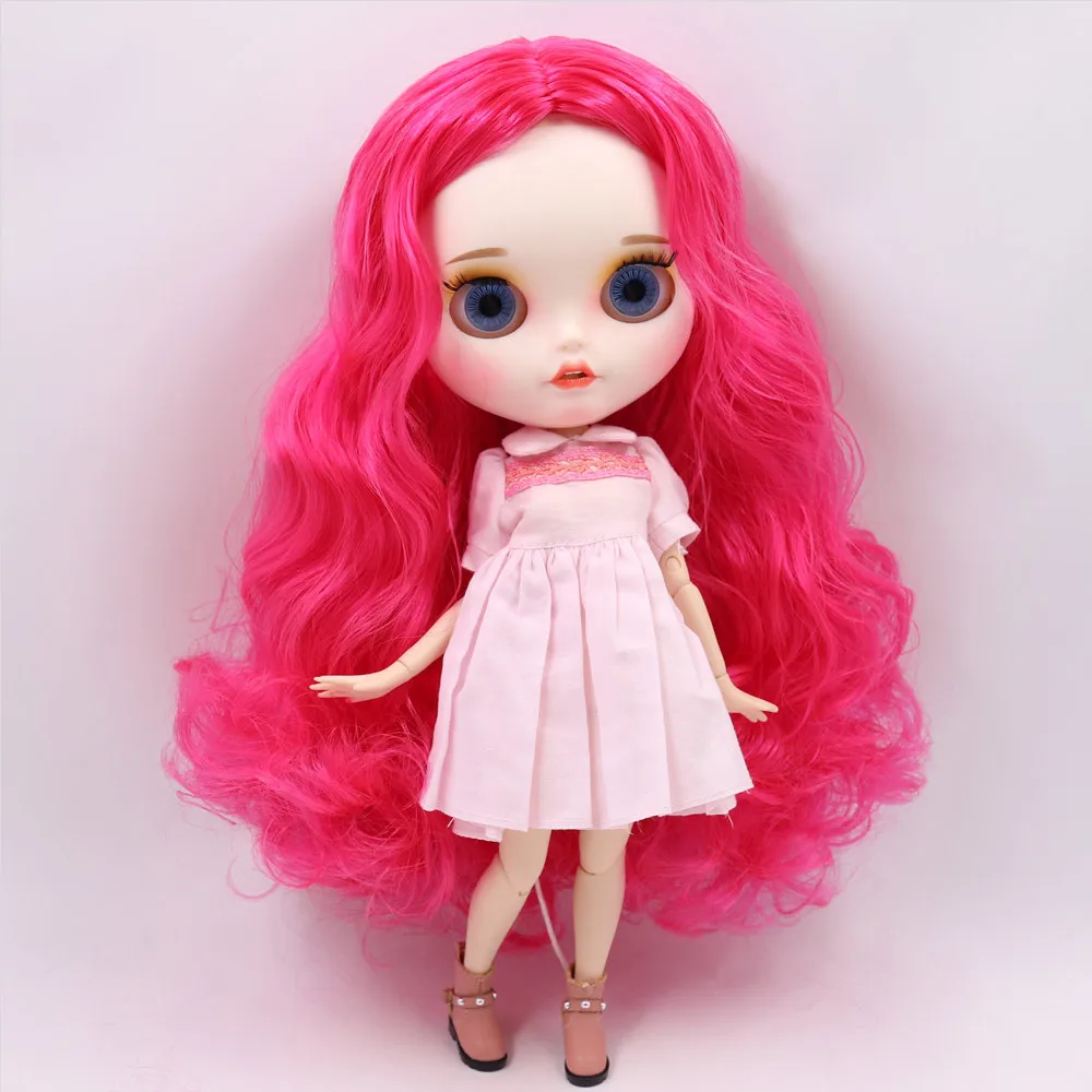 a set like pic Ледяной обнаженный Blyth кукла No. BL1290 фуксия волосы резные губы пупырчатая рот матовая индивидуальные лица сустава тела 1/6 bjd - Цвет: a set like pic