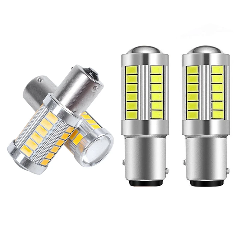4Pcs Led 1157 Light Bulb P21/5W Bay15d Bulbs With 33Smd 5730 Chipsets-2Pcs Xenon White &amp 2Pcs Amber | Автомобили и мотоциклы