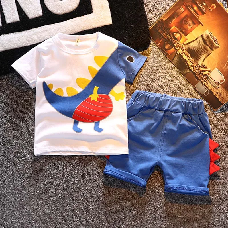 BibiCola/Летняя одежда для маленьких мальчиков комплект одежды с героями мультфильмов для малышей, футболка+ штаны спортивный костюм для малышей хлопковый спортивный костюм для малышей