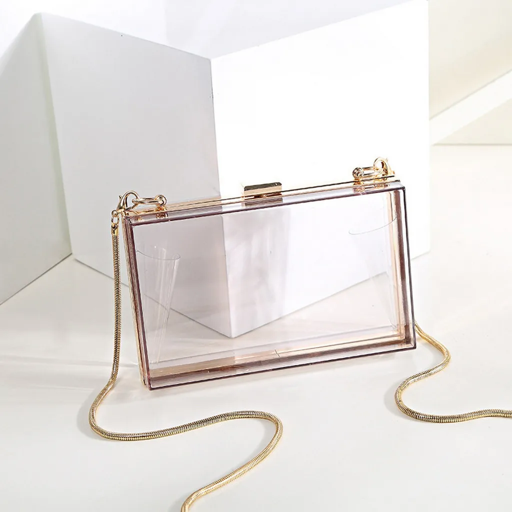 Женская дикая прозрачная сумка, акриловая коробка на плечо, модная посылка, сумка на цепочке