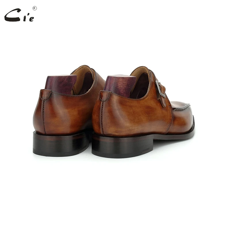 cie Blake Men Office Dress Shoes Formal Leather Elegant Social Business Leather Sole Monk Straps Dark Brown Shoes MS188