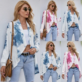 

Woman Coat Autumn Elegant Sexy Casual Tie-dye Long-Sleeved Cardigan Coat Windbreaker Women Clothing Mujer Chaqueta Femme Veste