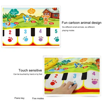 

2019 New Children's Early Education Puzzle Toy Crawling Blanket Hand and Foot Touchable Piano Blanket
