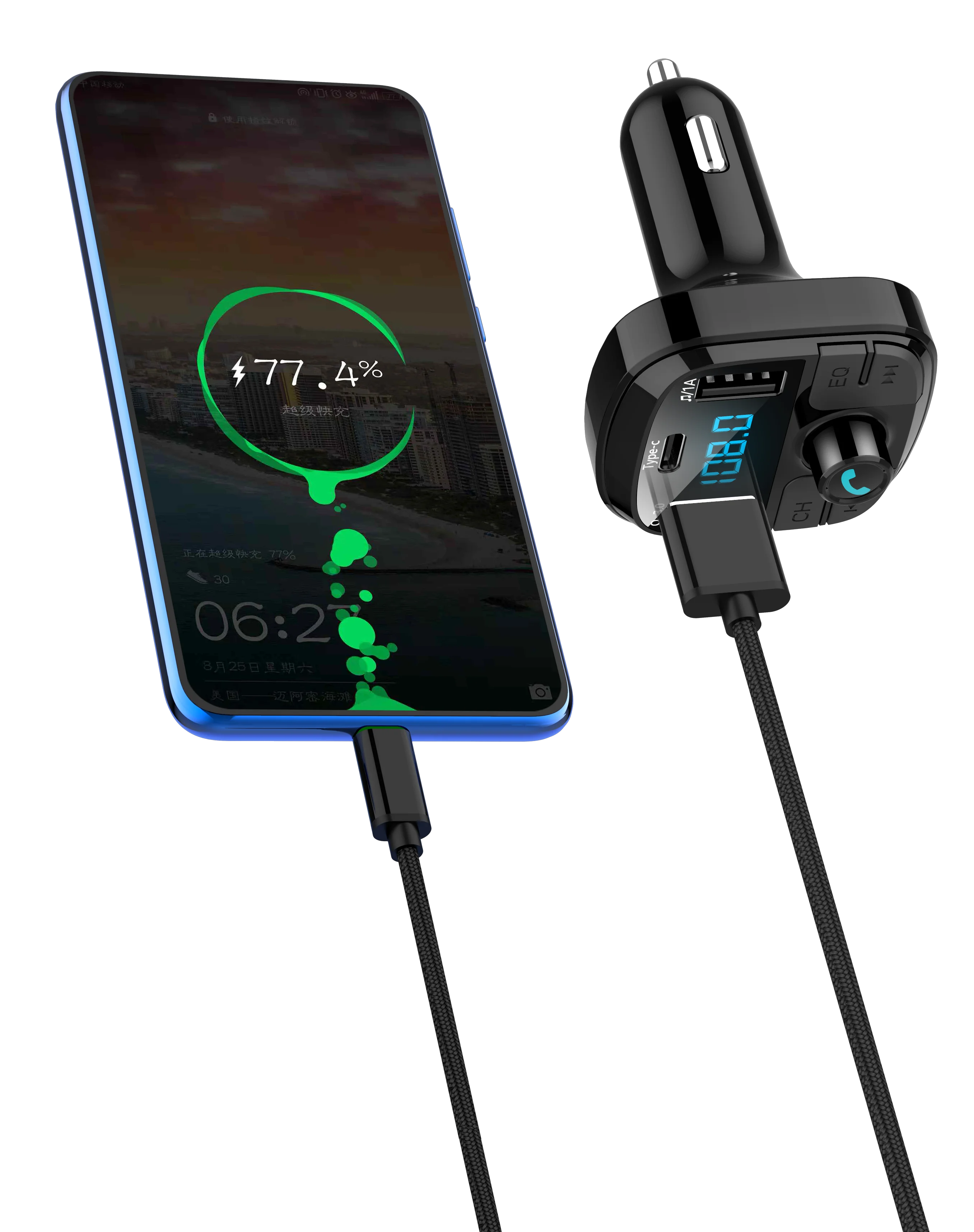 YIBEIKA, автомобильное зарядное устройство QC3, 0 coche Bluetooth transmisor, FM, USB Dual cargador de coche modulador FM reproductor MP3 BT29