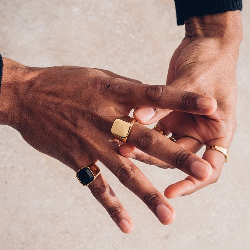 MENS STATEMENT RING STAINLESS STEEL PINKY SIGNET RINGS | Украшения и аксессуары