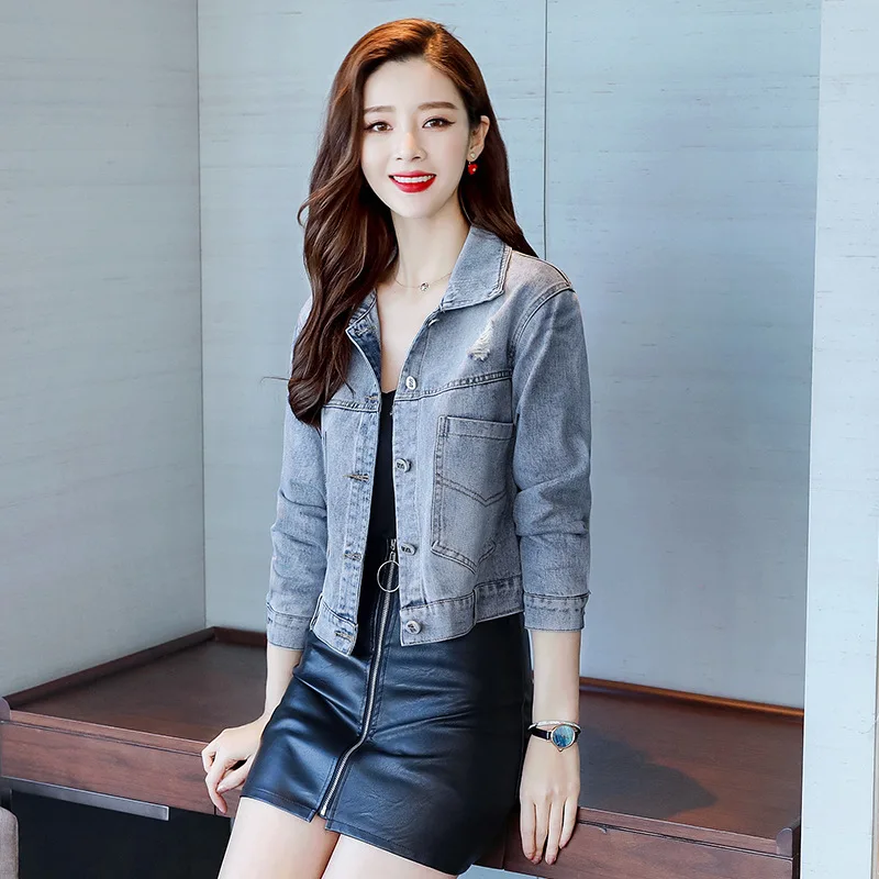 

Short Jeans Coat Women's 2019 Spring New Style Korean-style Loose-Fit BF Harajuku Versatile Jacket