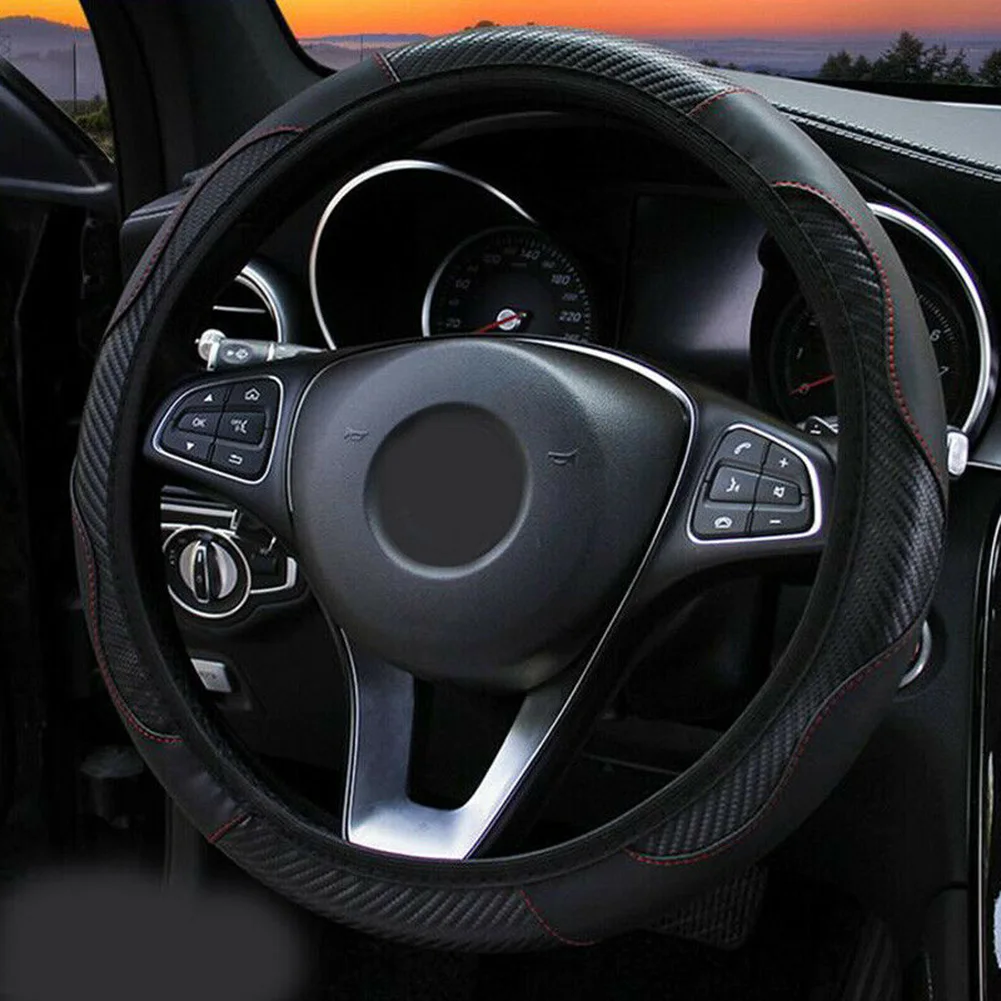 1 шт. чехол на руль автомобиля нескользящий универсальный кожаный для руля 37 38