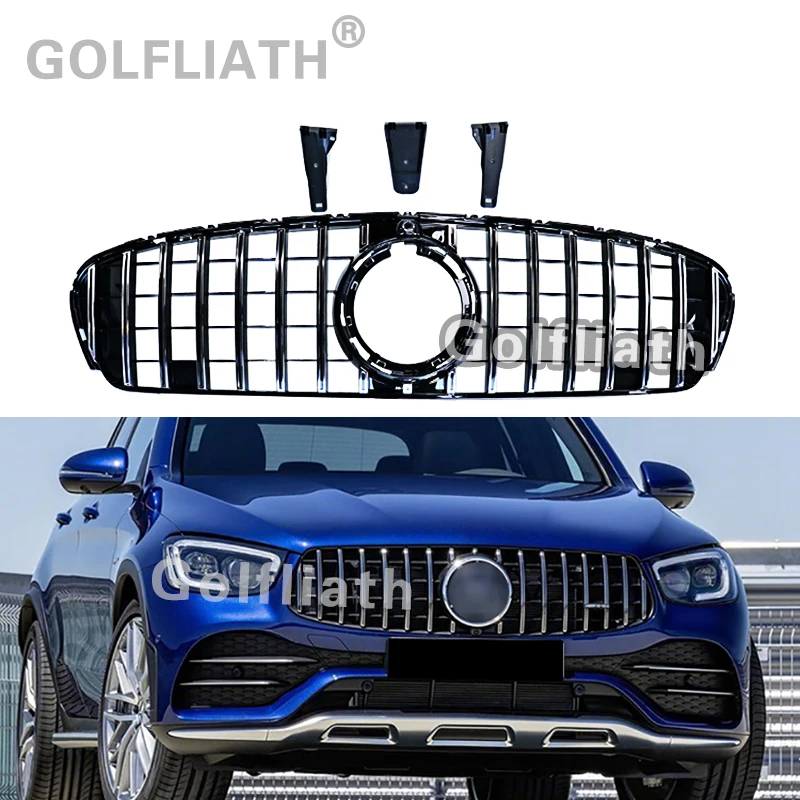 GTR Racing Kühlergrill Für Mercedes GLC X253 - ABS Frontgrill Schwarz/Silber 2015-2019