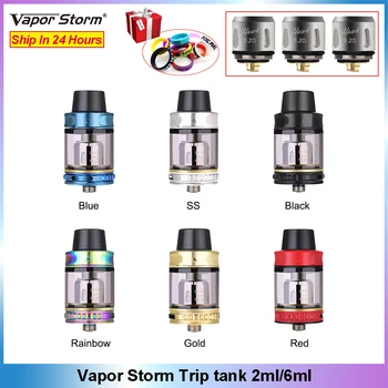 

Vapor Storm Trip tank Atomizer 0.2ohm Mesh Coil Sliding Top Fill Tank Organic Cotton 2ml/6ml 200W Electronic Cigarette Vape Tank