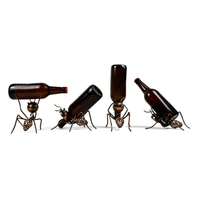 Cocktail Decoration Living Room Decorative Cabinet Red Wine Display Storage Rack Unique Iron Little Ant Bottle Holders | Дом и сад