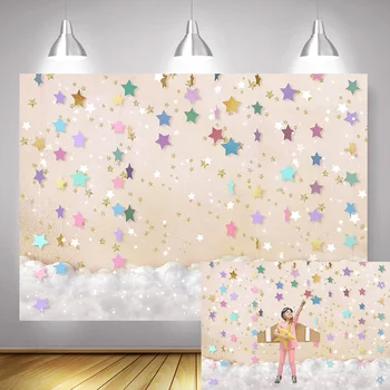 

Twinkle Twinkle Star Newborn Baby Backdrop Children Birthday Portrait Photography Background Rainbow Stars Cloud Kids Photoshoot