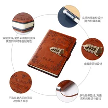Retro password book notebook student office diary with lock new hand ledger cheap thick book
