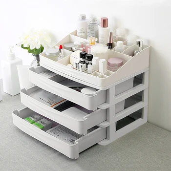 

Plastic Cosmetic Drawer Makeup Organizer Jewelry Container Storage Box DIY Multi-layer Nail Casket Holder Bathroom Desktop Case