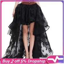 Женские Необычные черные кружевные вечерние Юбки с цветочным рисунком на Хэллоуин, готическая Юбка в стиле стимпанк, готические Юбки для женщин s Юбка Женская Юбка Юбки 30