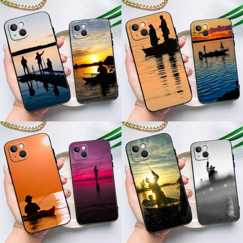 Bass Fishing Lake Sunset Fisherman Silicone Case For iPhone 11 12 Pro Max XS X XR 6S 7 8 Plus SE 2020 13 Mini Cover Coque |