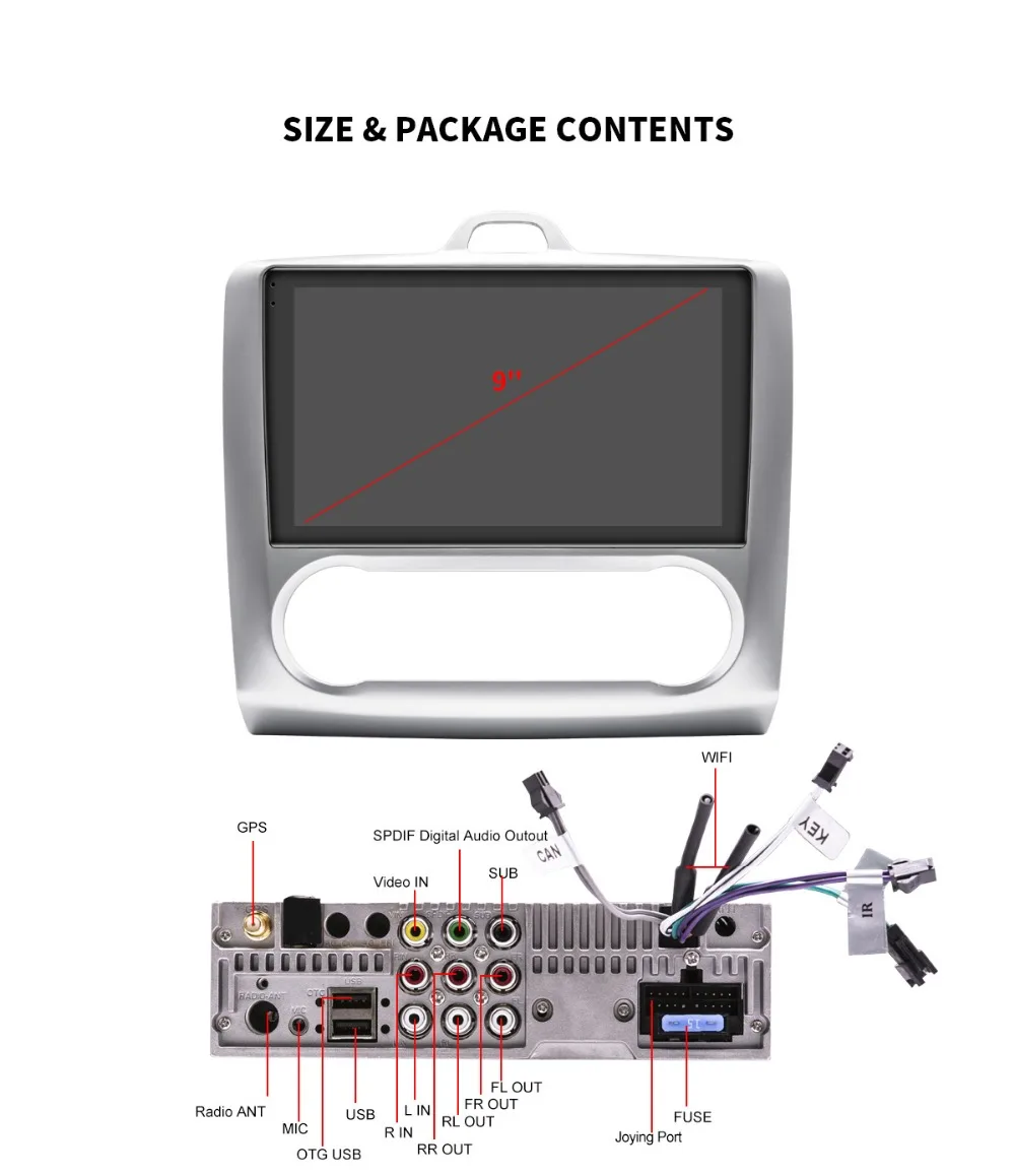 Excellent JOYING 9" IPS Car multimedia player head unit GPS Navigiation stereocar radio player 2GB RAM 32GB ROM for Ford Focus 2005-2012 18