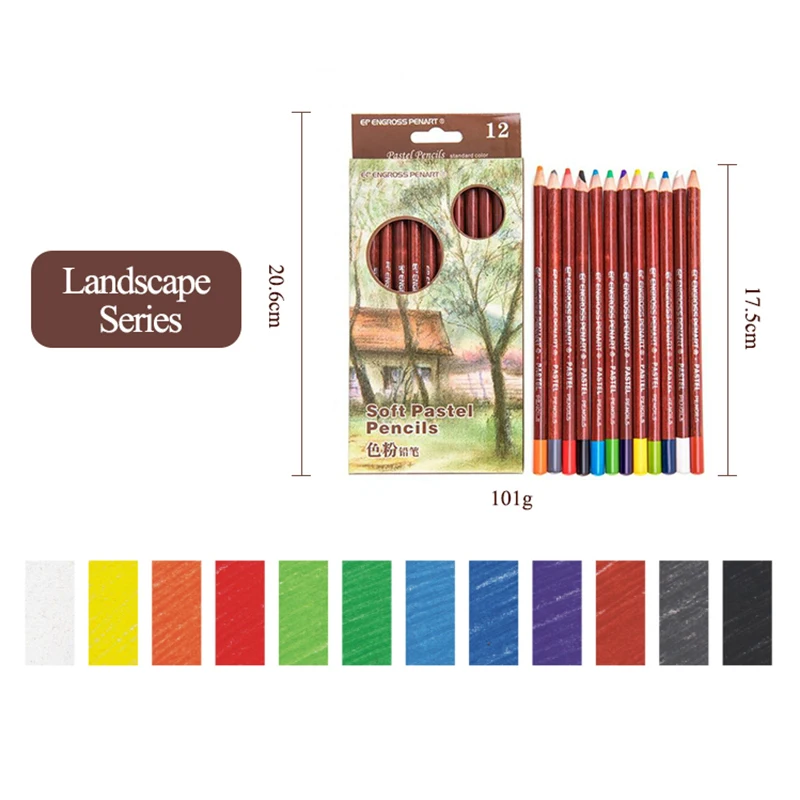 Ens. 12 crayons de couleurs Pastel