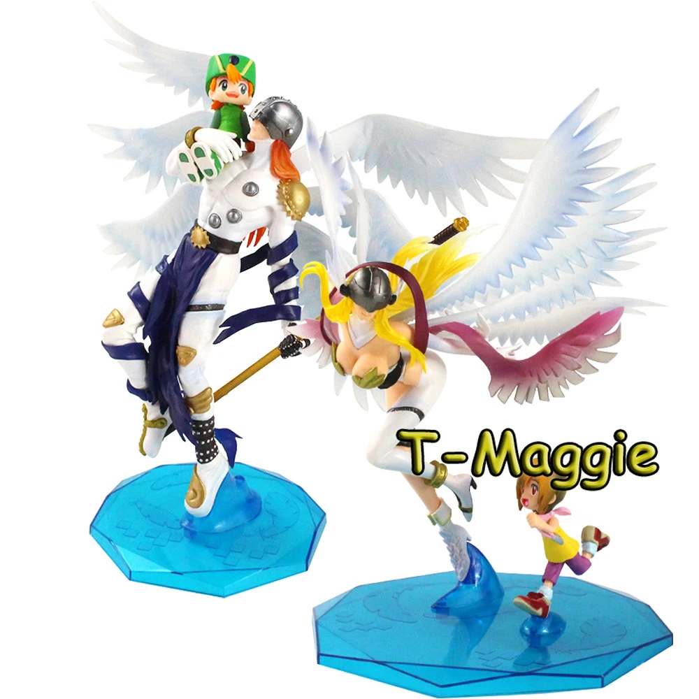 Qwead 2 Pezzi Anime Digimon Adventure Angemon Angewomon Action Figure 24Cm Takaishi Takeru Yagami Hikari PVC Model Toy Bambole da Collezione