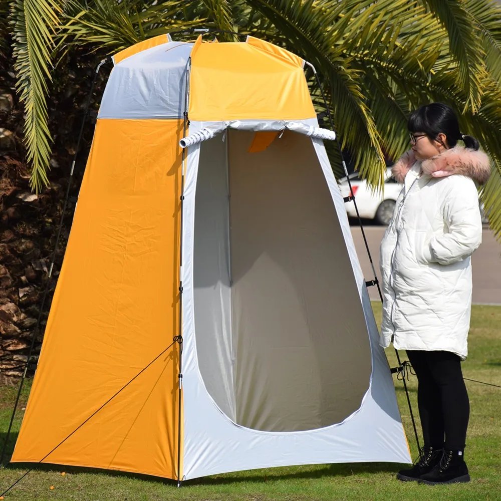Portable Outdoor Shower Bath Changing Fitting Room Camping Tent Privacy Toilet Shelter with Ground Nails Wind Ropes Tent Poles