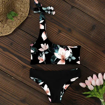 

Bikini Women Swimwear Push Up Swimsuit One Shoulder Print Brazilian Bikini Set 2019 Biquini Bathing Suit Beach Swimming Suit