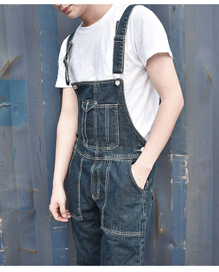 Men's Denim Bib Overalls Working Coveralls Cargo Tactical Jeans Jumpsuits For Man Multi Pockets Suspender Pants Sleeveless (3)