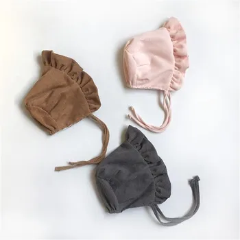 

Autumn Winter Kids Wool Cap 0-9Months Newborn Infant Corduroy Hats Solid Princess Caps Cute Baby Girls Bonnet Photography Prop