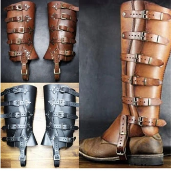 

Sexy Leather Harness Fetish Men Medieval Retro Warrior Cosplay Soldier Knight Armor Shoe Cover Cosplay Foot Cover Rave Costumes
