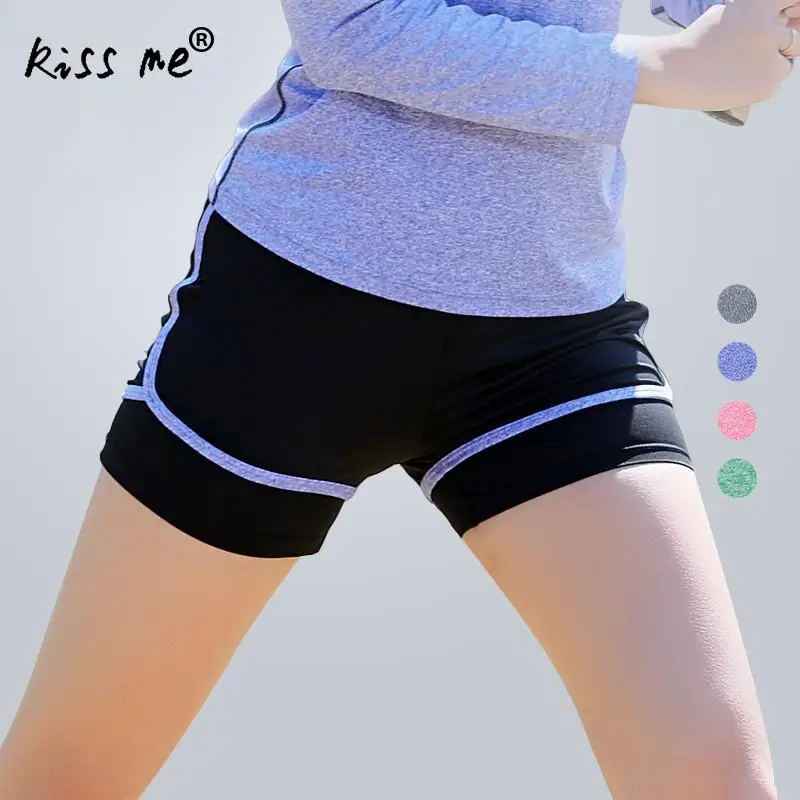 Эластичная талия беговые шорты 2в1 Твердые спортивные фитнес тренировочная спортивная одежда для тренировок, фитнеса спортивный костюм шорты женские