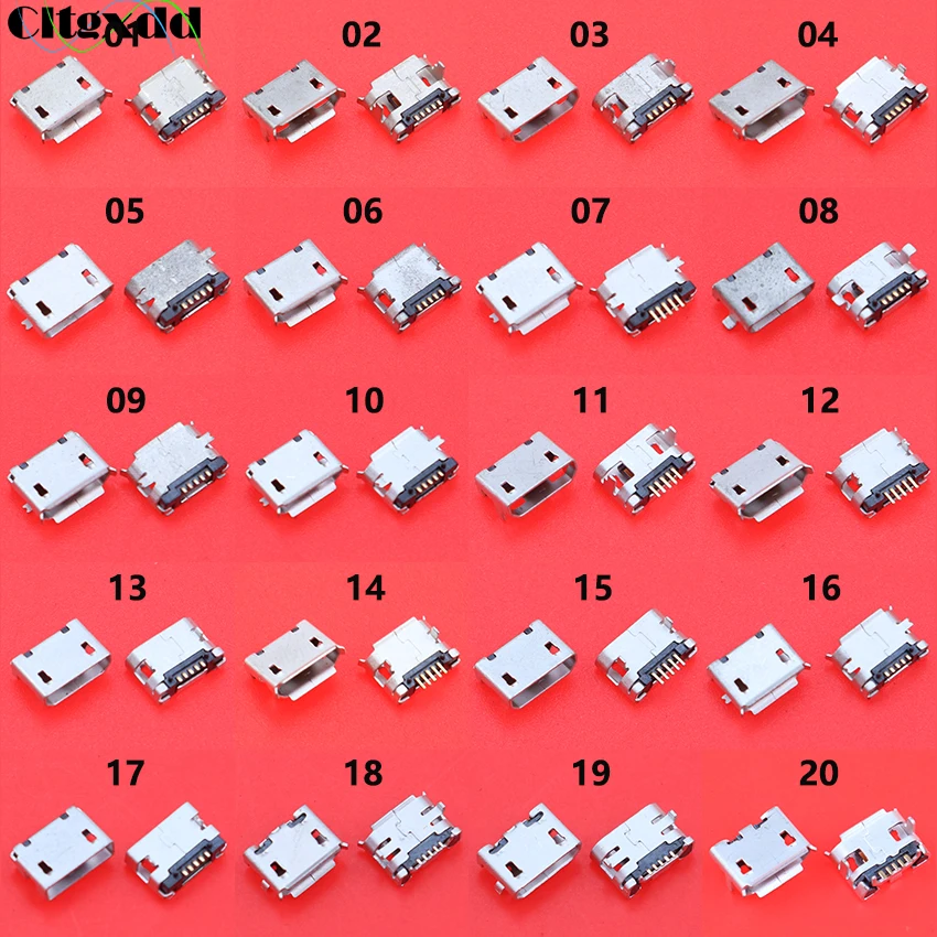 20 моделей 100 шт./лот стандартный разъем Micro USB 5Pin SMD DIP гнездовой для зарядки Lenovo Nokia
