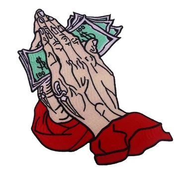 

Large Embroidery Patch 100 Dollar Take Money With Both Hands Letters Accessories Cloth Stickers For Clothes Decorative Patches