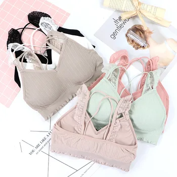 

Sexy New Bra Seamless Lace Wrapped Bralette No Steel Ring Beautiful Back Sleeping Sports Bras