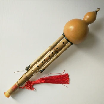 

9 Holes cucurbit Flute is made of natural-growing gourd and golden bamboo Flute Professional Woodwind musical Instrumental