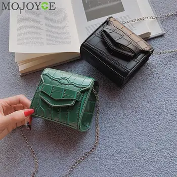 

Retro Small Messenger Bag Women Crocodile PU Leather Mini Square Round Shoulder Crossbody Handbag Ladies Chain Purse
