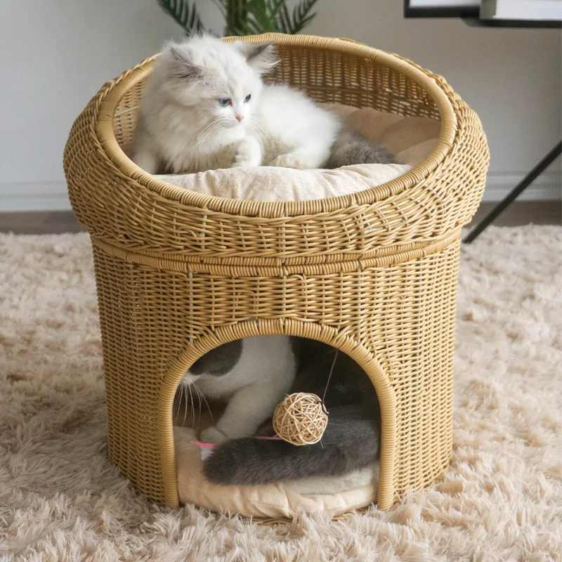 double decker wicker cat bed