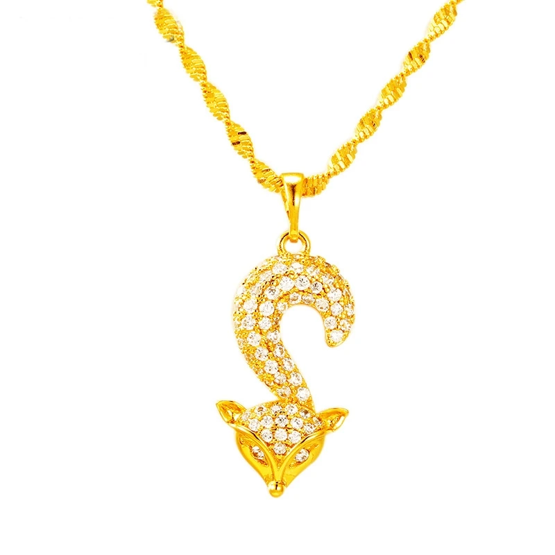 fox B pendant OMHXFC,, EP82, Европейская мода, прекрасный подарок для женщин и девушек на вечеринку, день рождения, свадьбу, милая лиса, AAA, циркон, 24 К, Золотая подвеска, Шарм - Цвет камня: fox B pendant
