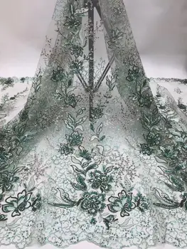 

High Quality African Lace Fabric Net 2020 French Lace Fabric Tulle With Sequins Nigerian Lace Fabric For Wedding Dress