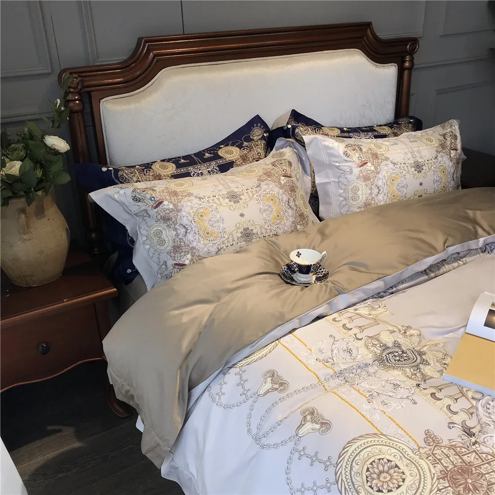 4 шт 100 Египетский хлопок сатин постельное белье king size простыни евро двуспальное постельное белье boho постельные принадлежности полный/королева» для девочек