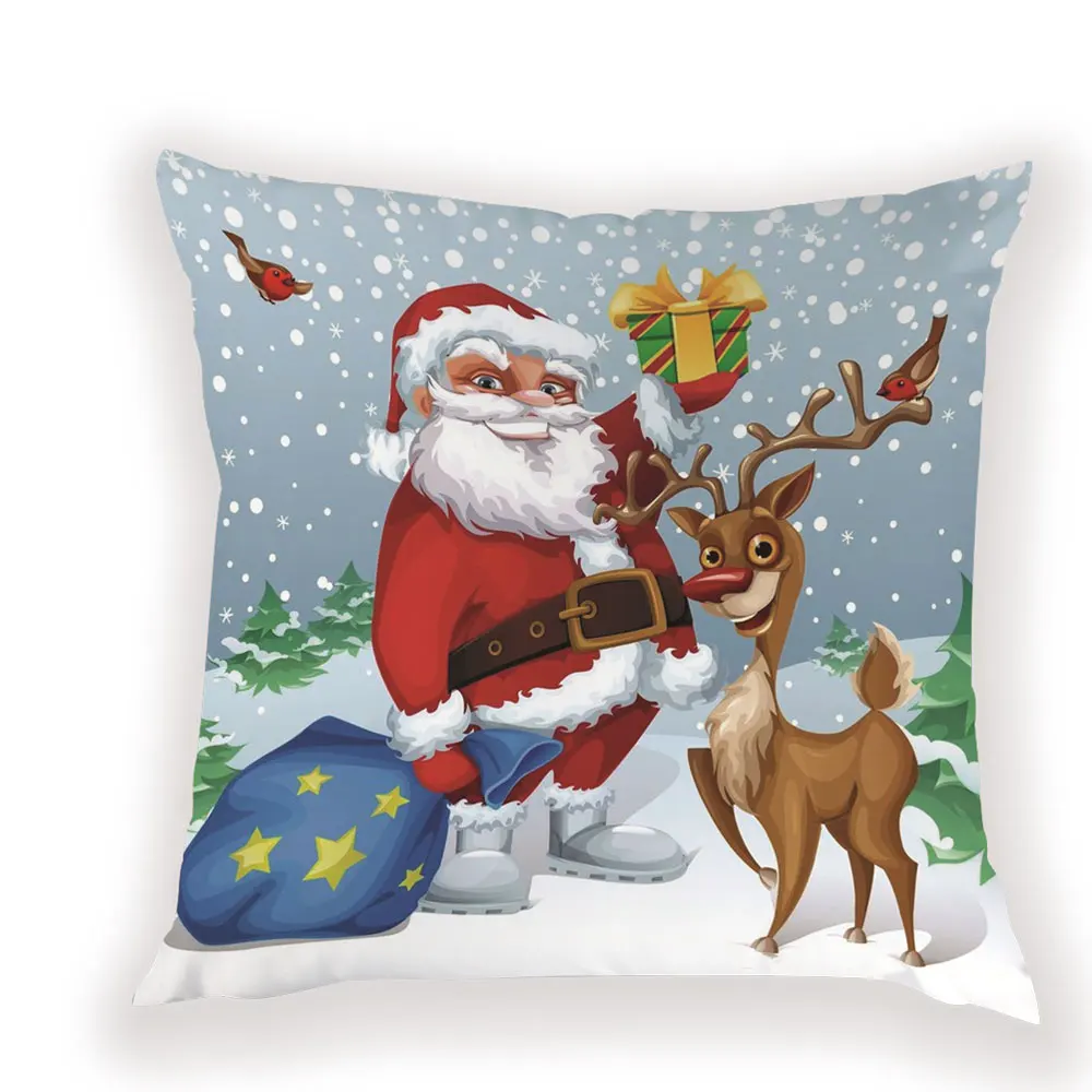 Christmas Decorations Cushion Cover Cartoon Santa Claus Cushion Decorative Bed Reindeer Case on The Pillow Merry Pillow Covers - Цвет: L1808-3