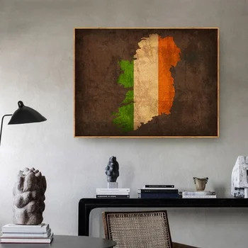 

Country Flag Maps Poster Vintage Country Flag Map of Ireland Canvas Print Home Decor Wall Art Decor No Frame
