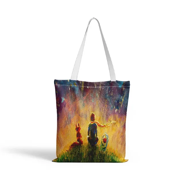 Little Prince Printed Shopping Bag For Unisex Fashion Casual Canvas Shoulder Bag Women Harajuku Simple Eco Reusable Handbags Style9
