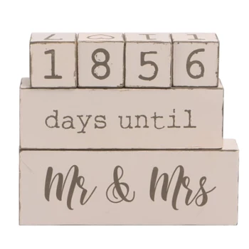 

Countdown Calendar Blocks Sign - Counting Down Days Until Mr & Mrs - Wooden Engagement Gift Set for Engaged Couples - Rustic ,6