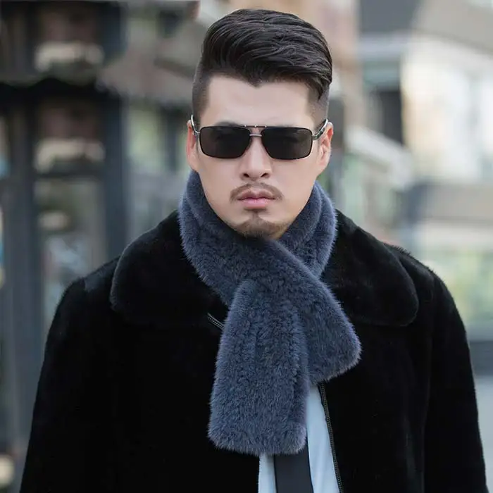 

Men'S Mink Fur Full Dense Woven Fur Scarf Winter New Casual Small Scarf Scarf Tide