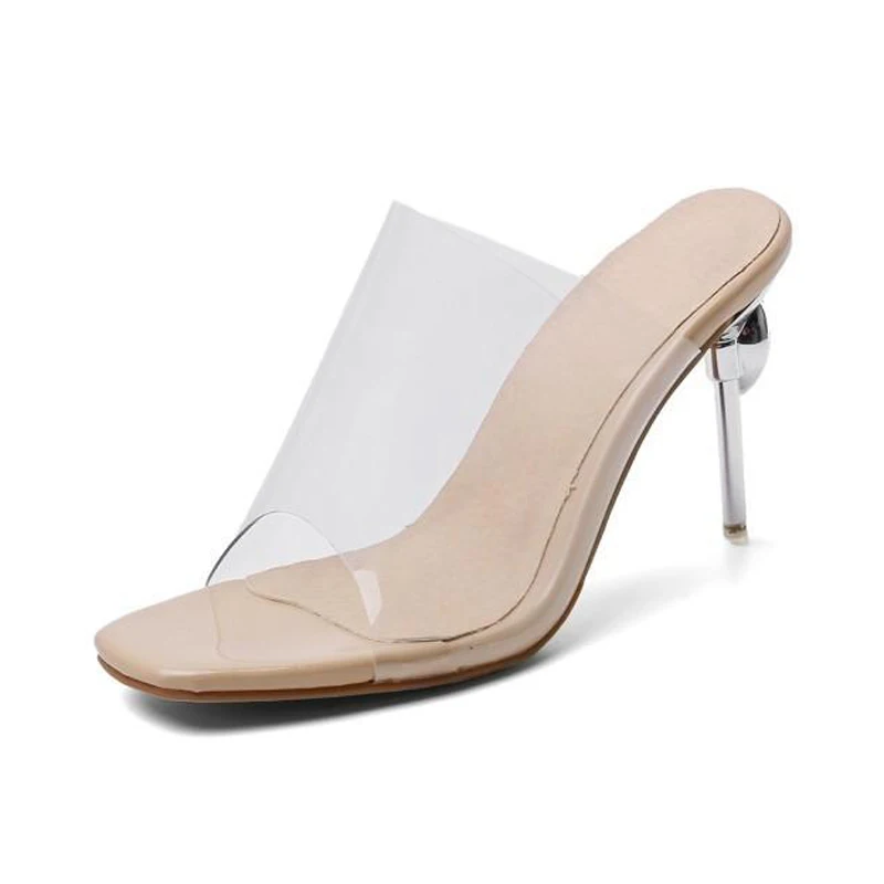 Crystal Transparent Women Slippers Peep Toe High-Heeled Slides Thin Small Heel Clear Shoes Woman Sexy Pointed Toe Summer Sandals (10)